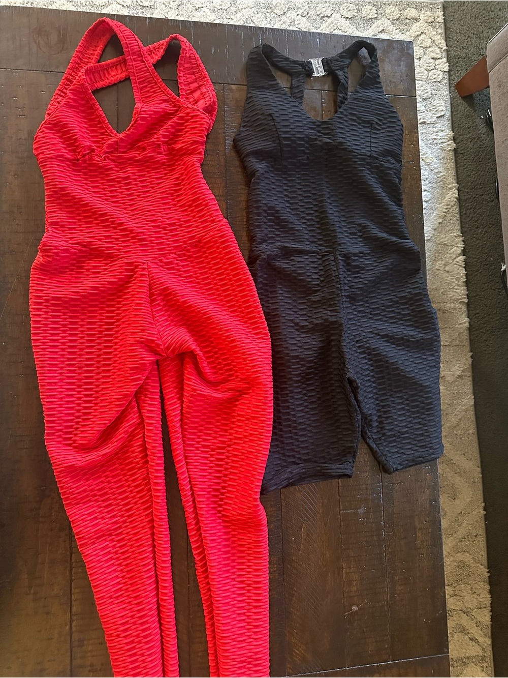 ASOS Red and Black Ribbed Racerback Jumpsuits